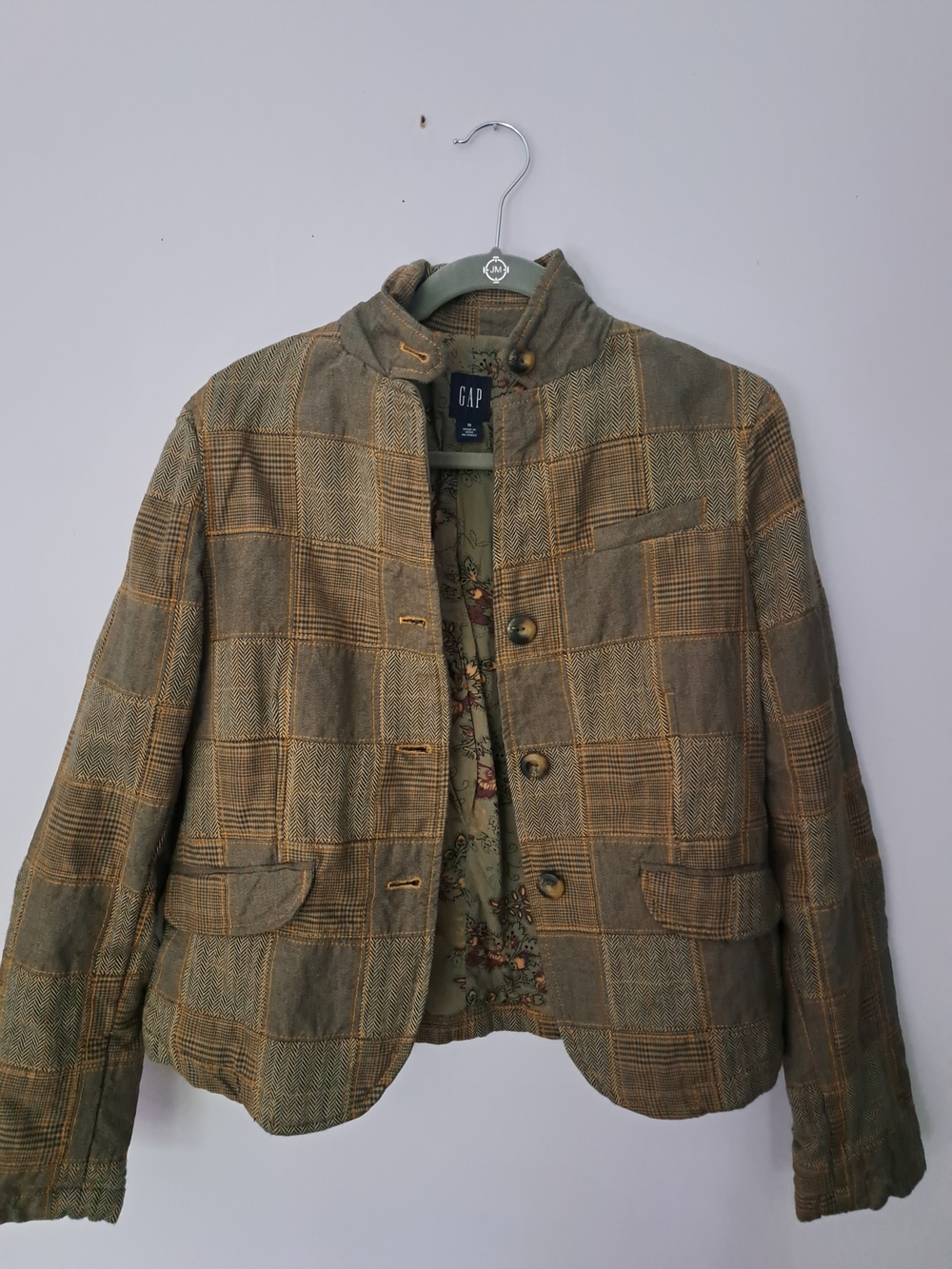 GAP Plaid Button-Up Jacket in Olive & Tan